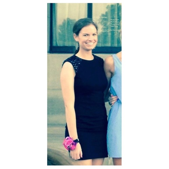 Cynthia Steffe Black Mini Dress Beaded Shoulders - Picture 2 of 7